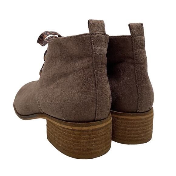 Hey Girl Corky’s Totes Ankle Booties Women’s 10 Taupe Faux Suede Leopard Lace Up - Picture 5 of 14